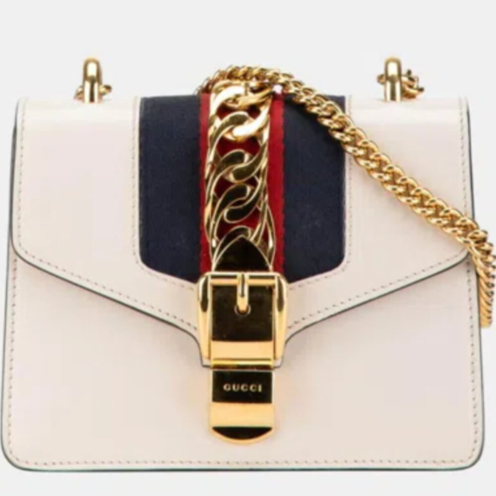 Gucci White mini Sylvie shoulder bag